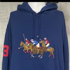 Polo Ralph Lauren Triple Pony Fleece Hoodie Navy mens 3XLT NWT